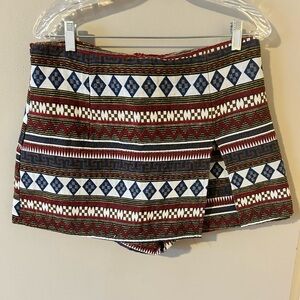 Multicolored pattern skort, size large